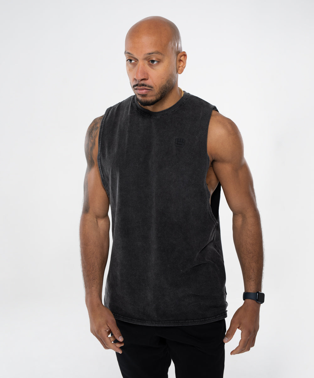 EVERY DAY Muscle Tank in Black Wash