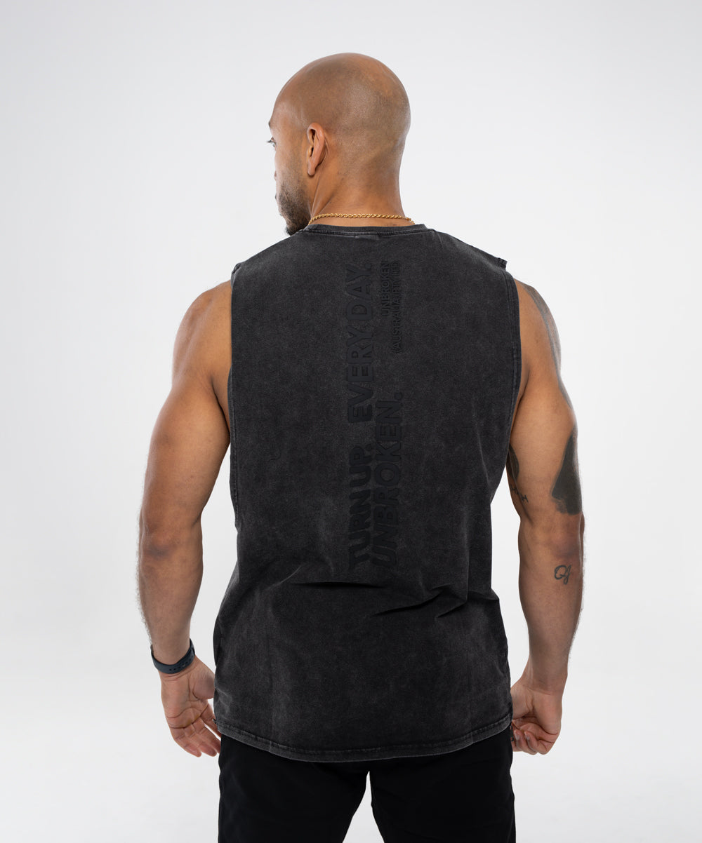 EVERY DAY Muscle Tank in Black Wash