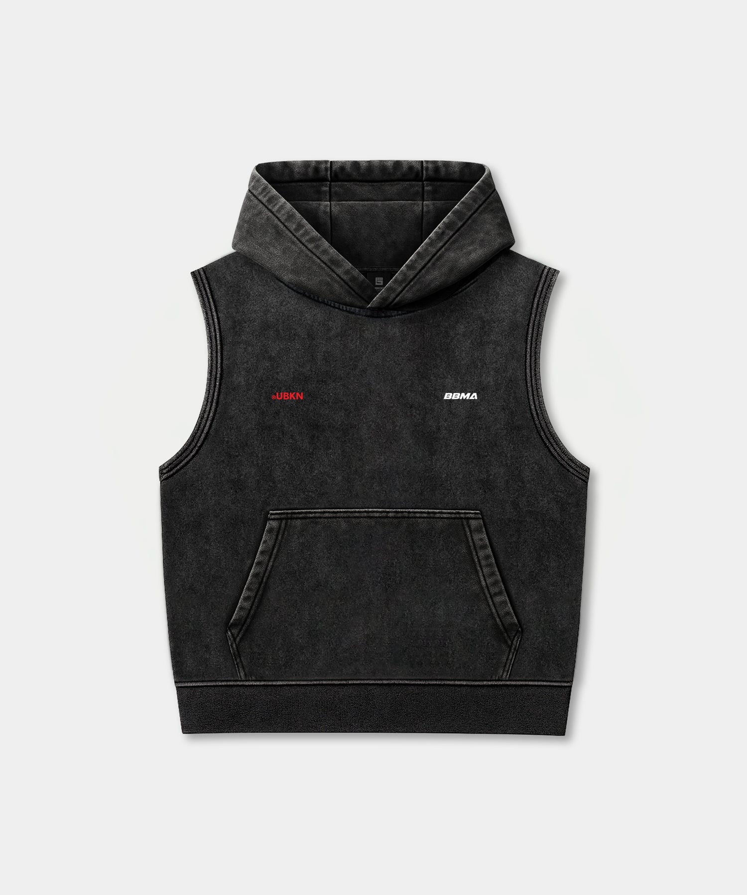 UBKN x BBMA Sleeveless Pullover Hoodie in Black Wash