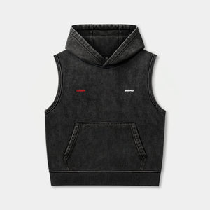 UBKN x BBMA Sleeveless Pullover Hoodie in Black Wash