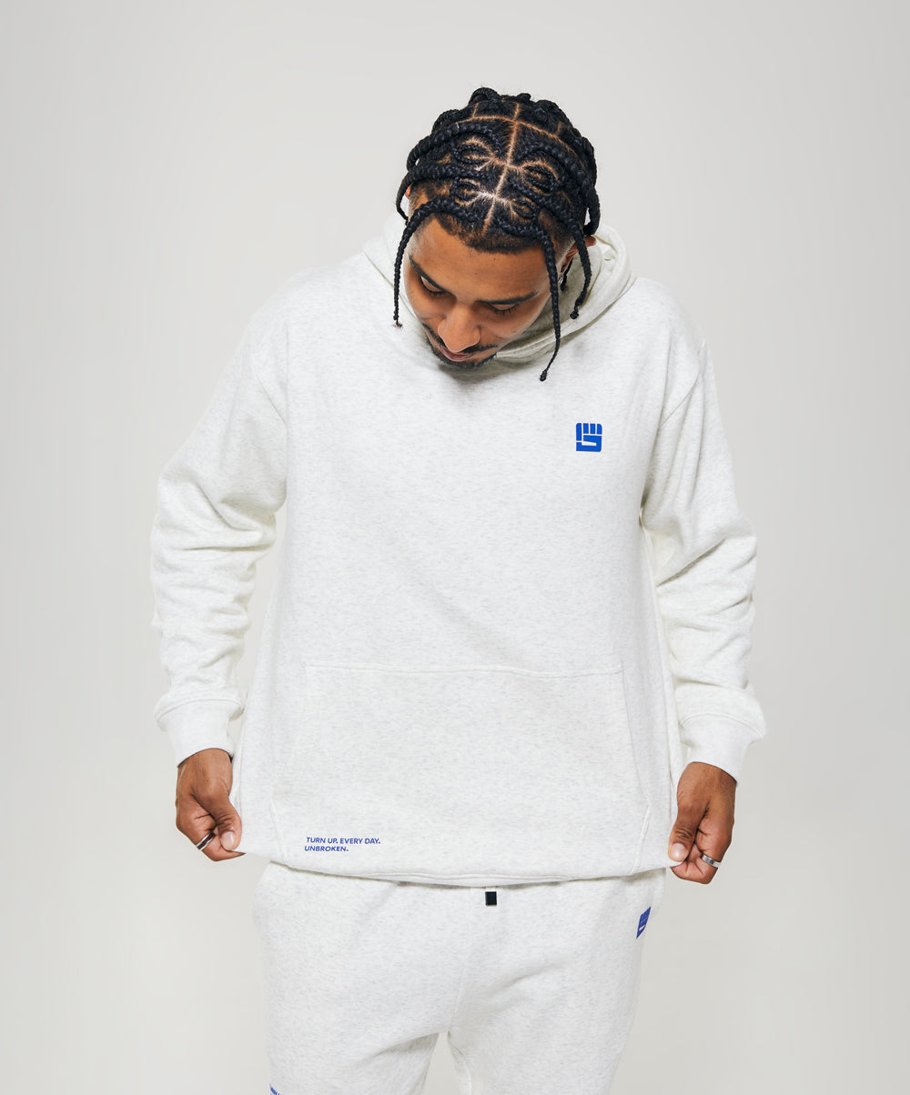 UNBROKEN BOXING Pullover Hoodie in Heather White