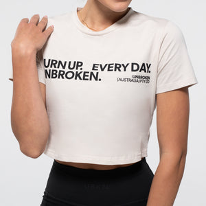 EVERY DAY Crop Tee in Stone