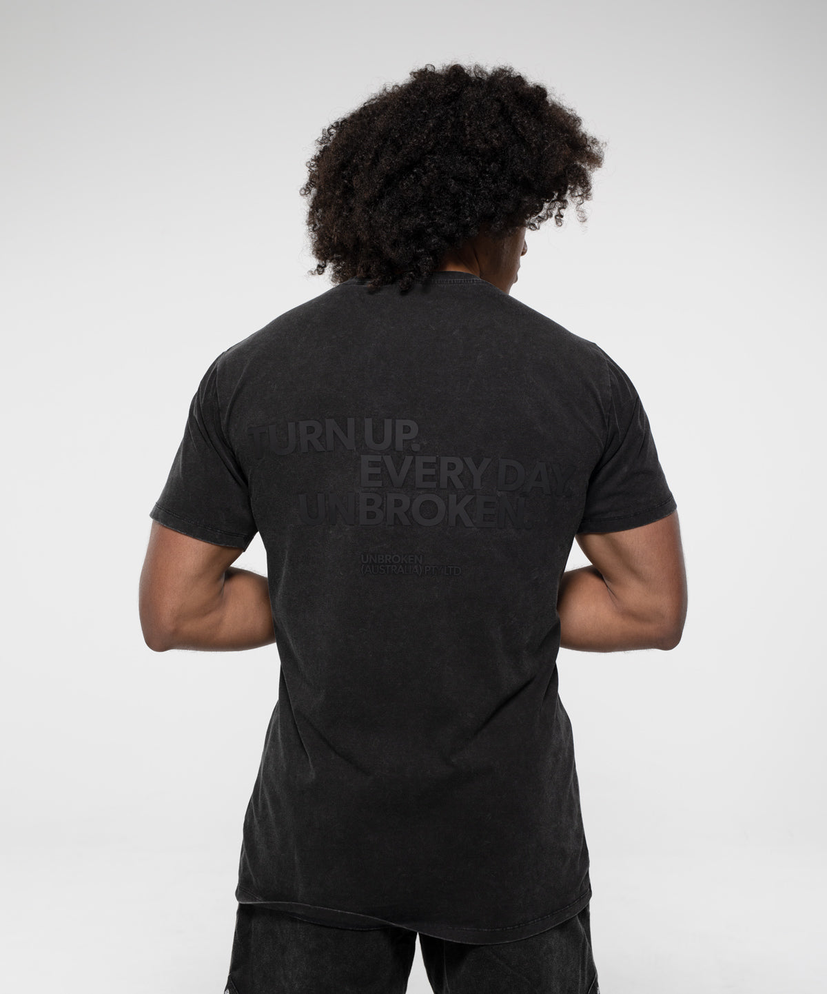 TURN UP Performance Tee in Black Wash
