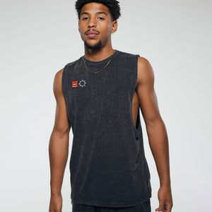 EIGHT Muscle Tank in Black Wash
