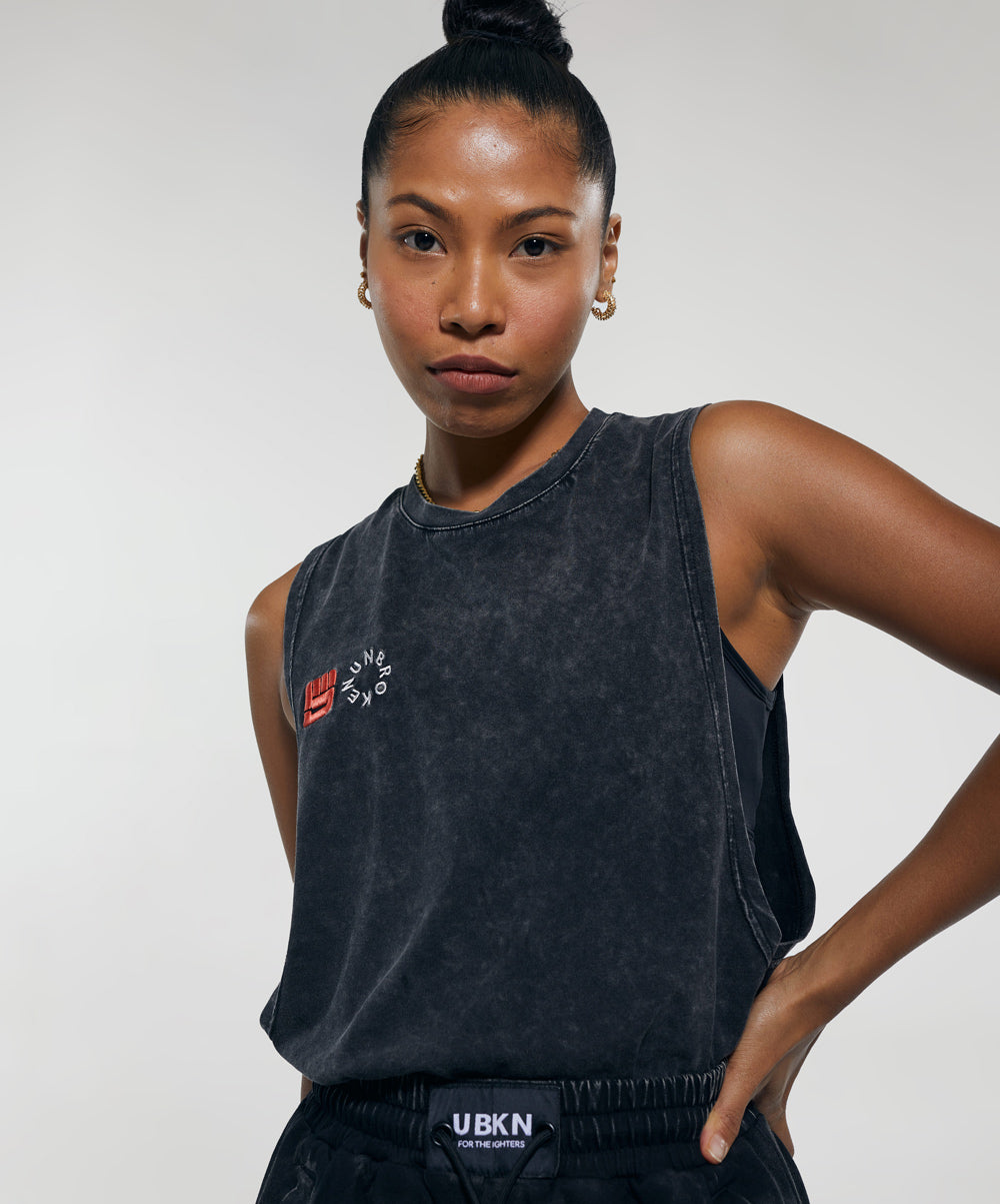 EIGHT Muscle Tank in Black Wash