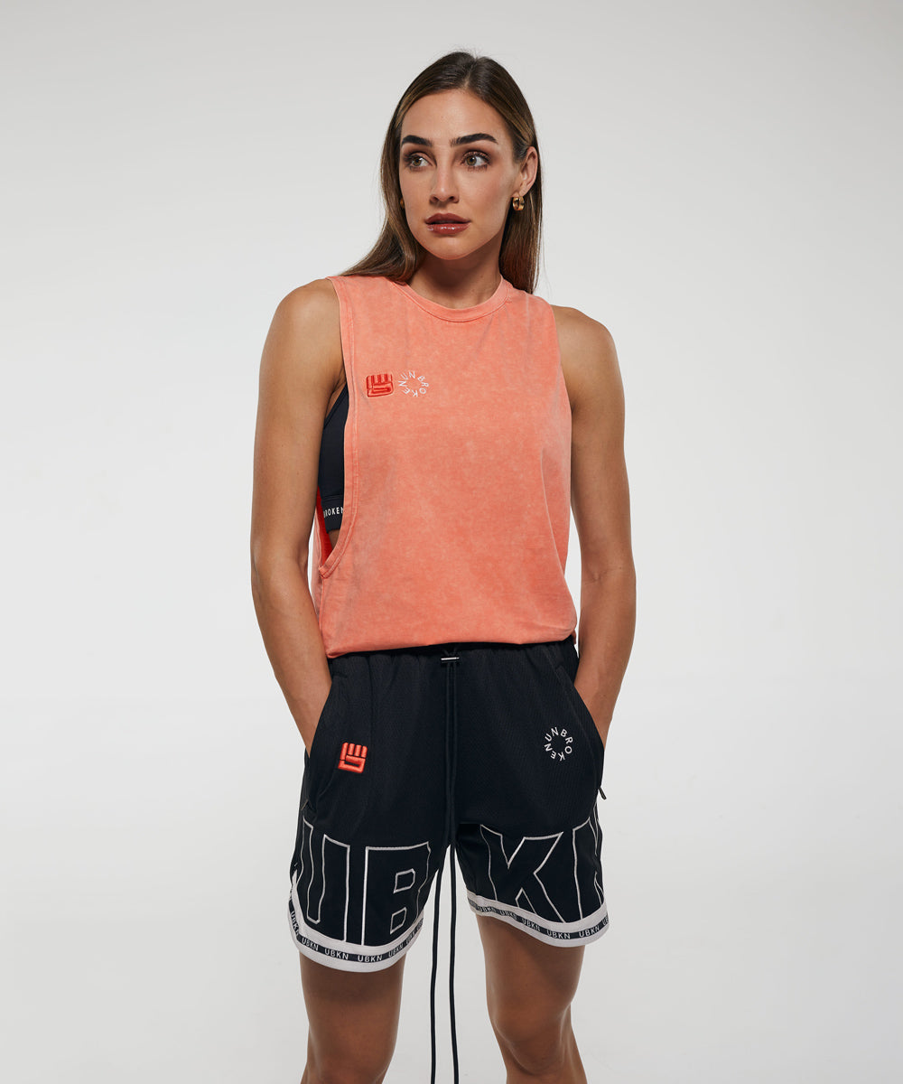 FLOW Muscle Tank in Coral Wash