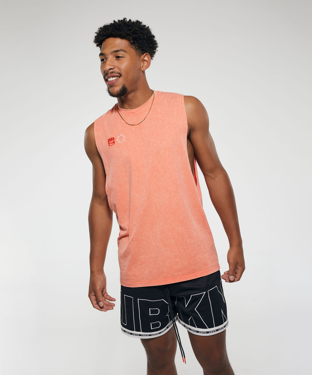 FLOW Muscle Tank in Coral Wash
