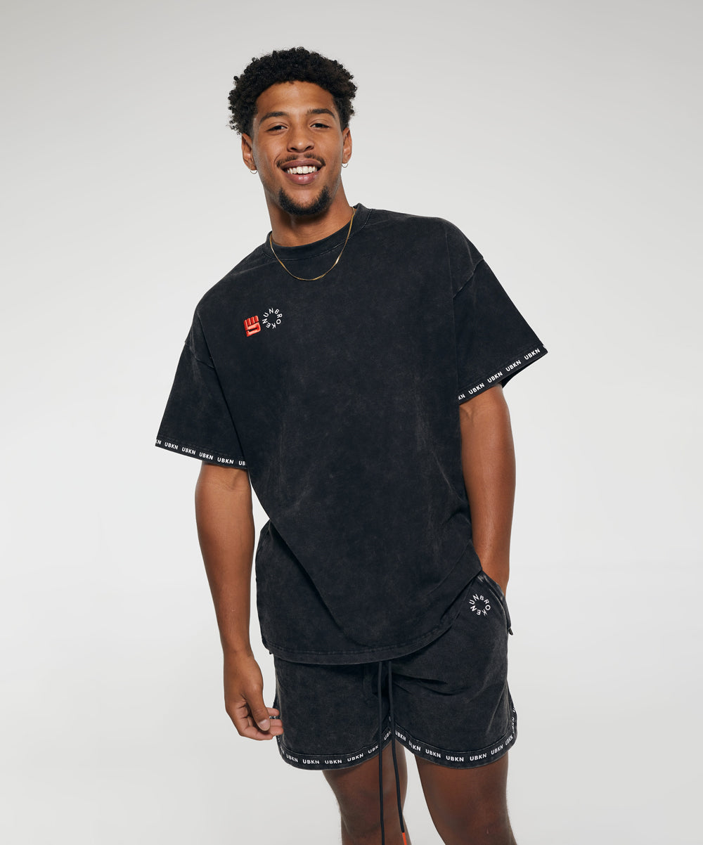 SHADOW Sweat Short in Black Wash