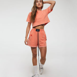 EIGHT Oversized Crop Tee in Coral Wash